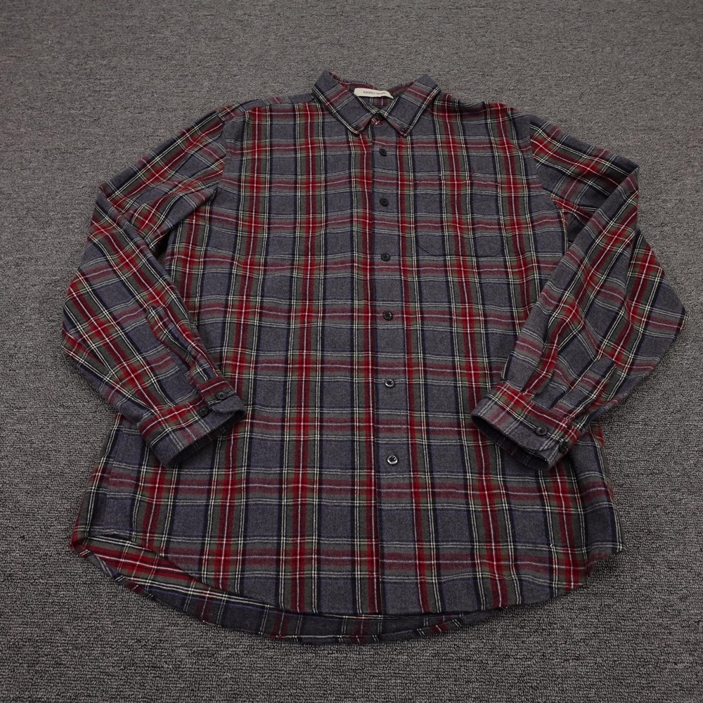 L.L.Bean Shirt Mens Large Gray Plaid Flannel Long Sleeve Button Up Casual